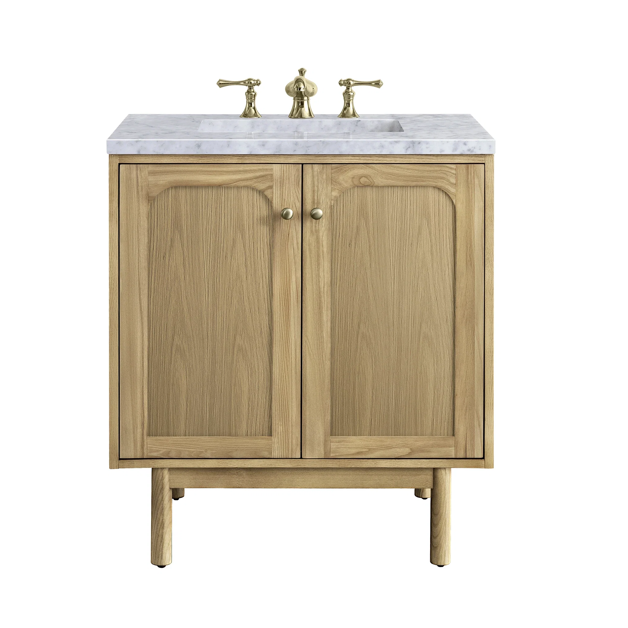 Laurent 30" Single Vanity, Light Natural Oak w/ 3 CM Carrara Marble Top