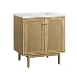 Laurent 30" Single Vanity, Light Natural Oak w/ 3 CM Ethereal Noctis Top