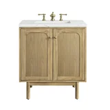 Laurent 30" Single Vanity, Light Natural Oak w/ 3 CM Ethereal Noctis Top