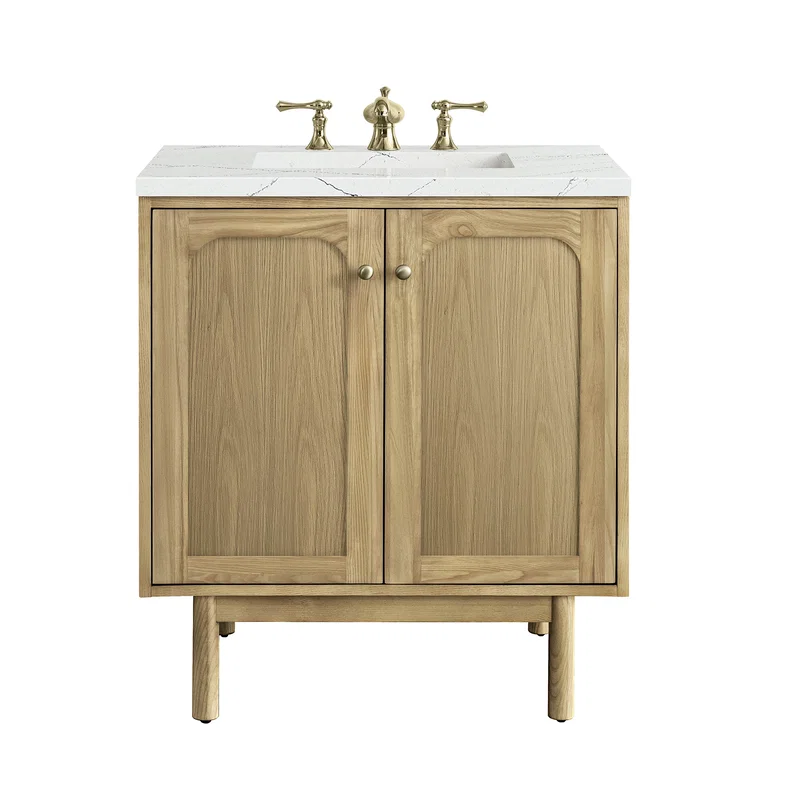Laurent 30" Single Vanity, Light Natural Oak w/ 3 CM Ethereal Noctis Top