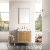Laurent 30" Single Vanity, Light Natural Oak w/ 3 CM Ethereal Noctis Top