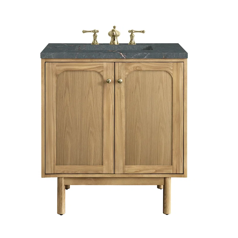 Laurent 30" Single Vanity, Light Natural Oak w/ 3 CM Parisien Bleu Top