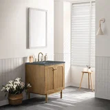 Laurent 30" Single Vanity, Light Natural Oak w/ 3 CM Parisien Bleu Top
