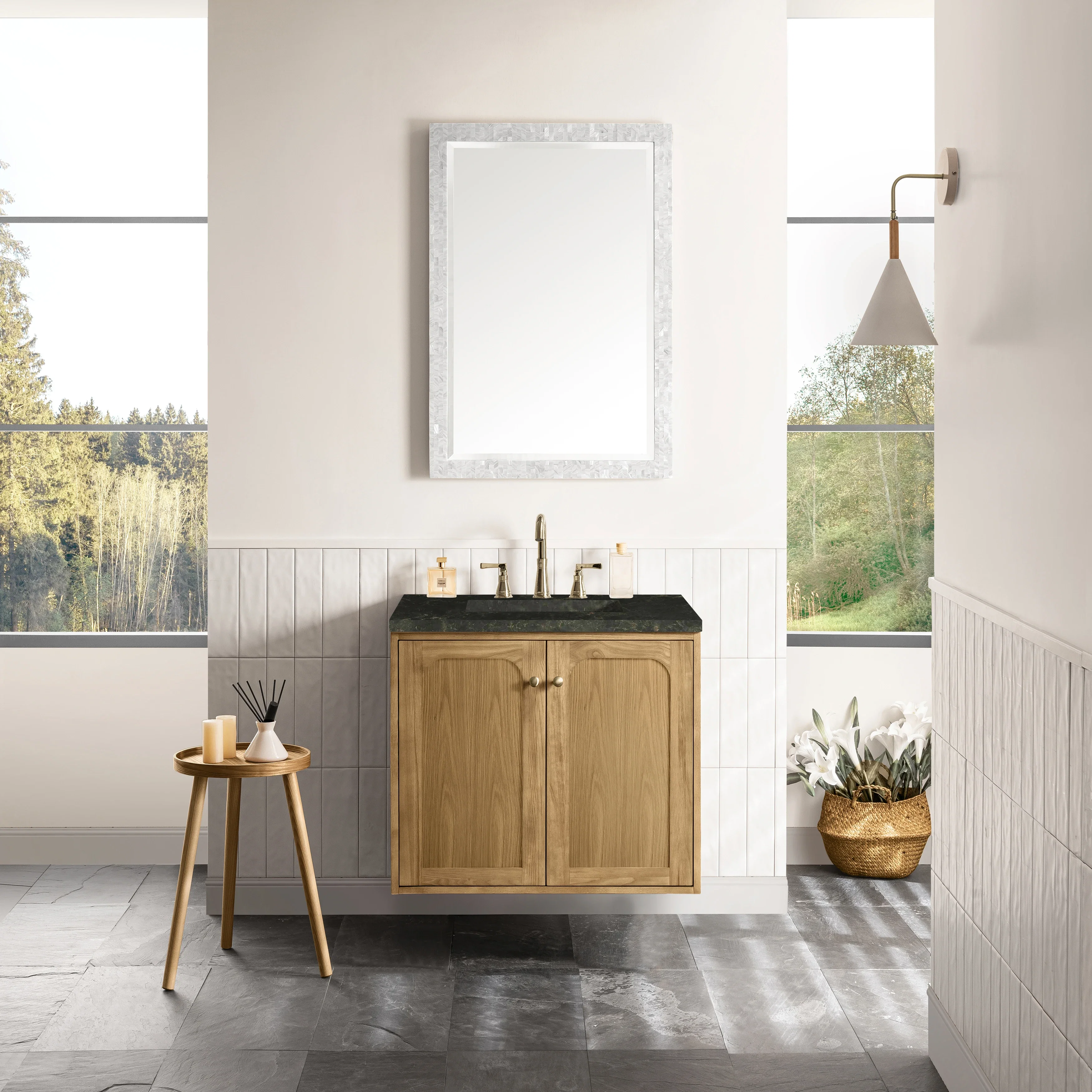 Laurent 30" Single Vanity, Light Natural Oak, w/ 3 CM Phantome Eclos Top