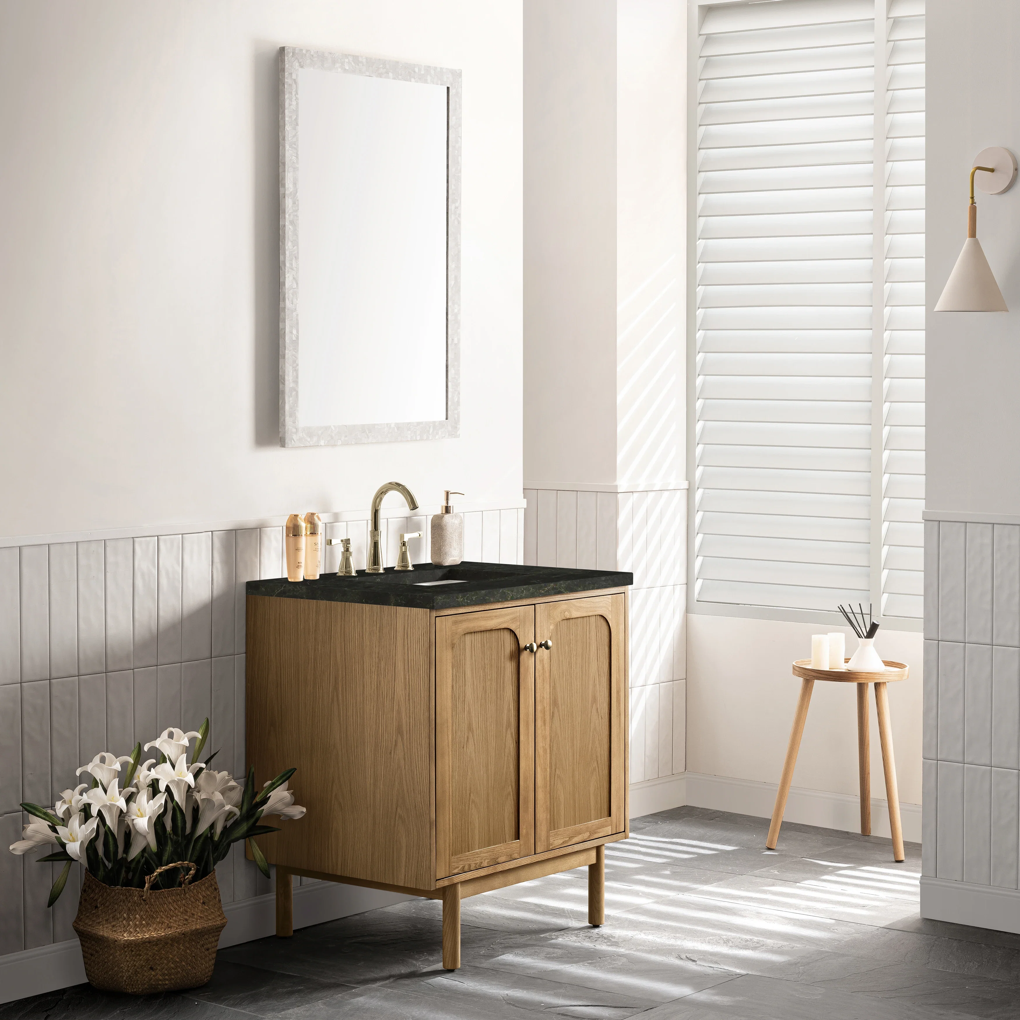 Laurent 30" Single Vanity, Light Natural Oak, w/ 3 CM Phantome Eclos Top