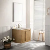 Laurent 30" Single Vanity, Light Natural Oak, w/ 3 CM Siberian Silestone Top