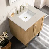 Laurent 30" Single Vanity, Light Natural Oak, w/ 3 CM Siberian Silestone Top