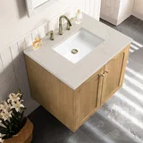 Laurent 30" Single Vanity, Light Natural Oak, w/ 3 CM Siberian Silestone Top