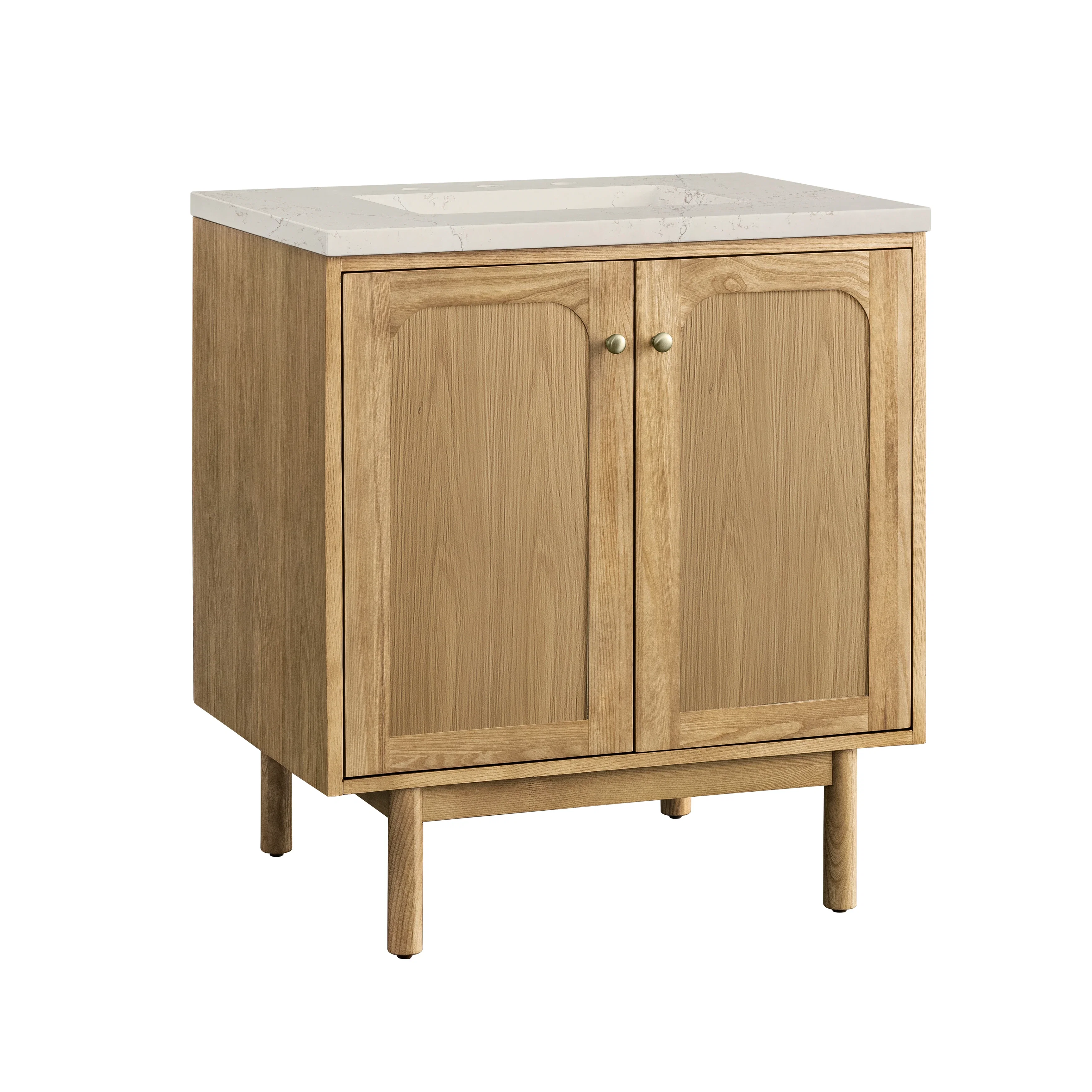 Laurent 30" Single Vanity, Light Natural Oak, w/ 3 CM Siberian Silestone Top