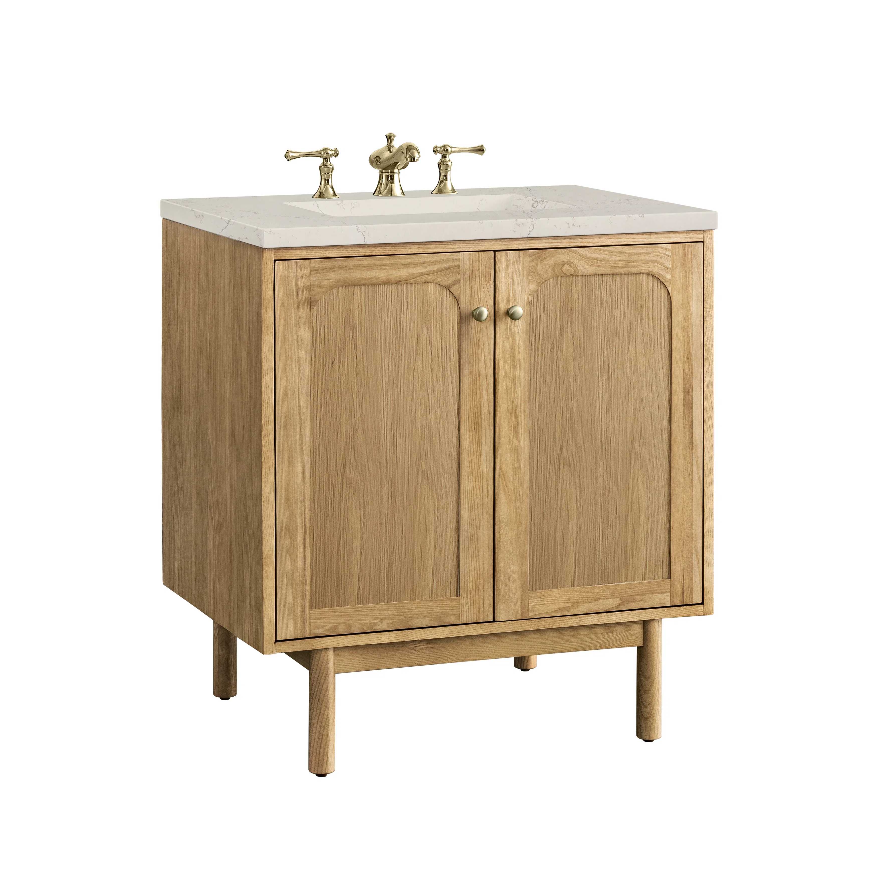 Laurent 30" Single Vanity, Light Natural Oak, w/ 3 CM Siberian Silestone Top