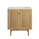 Laurent 30" Single Vanity, Light Natural Oak, w/ 3 CM Siberian Silestone Top