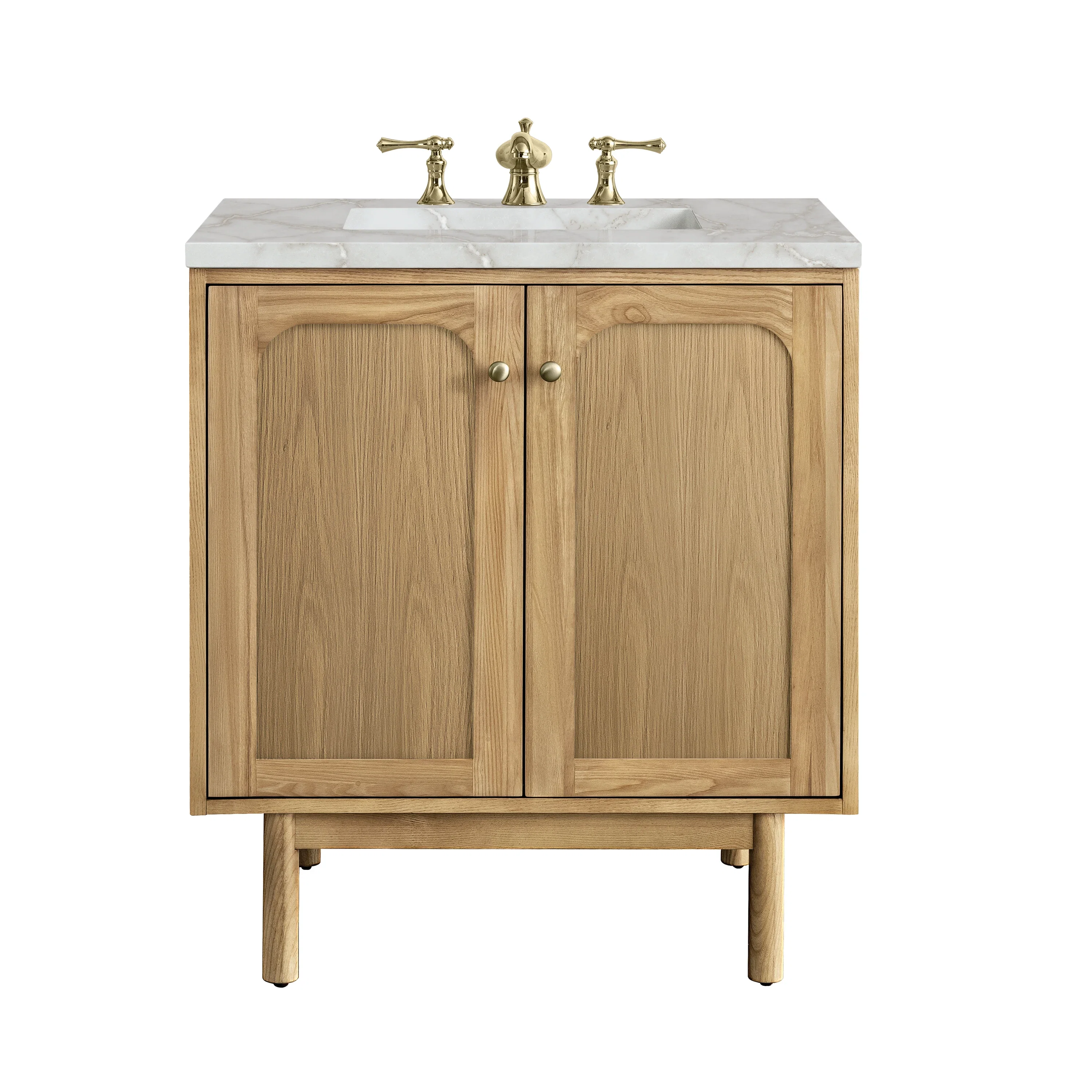 Laurent 30" Single Vanity, Light Natural Oak w/ 3 CM Victorian Silver Top