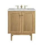 Laurent 30" Single Vanity, Light Natural Oak w/ 3 CM Victorian Silver Top