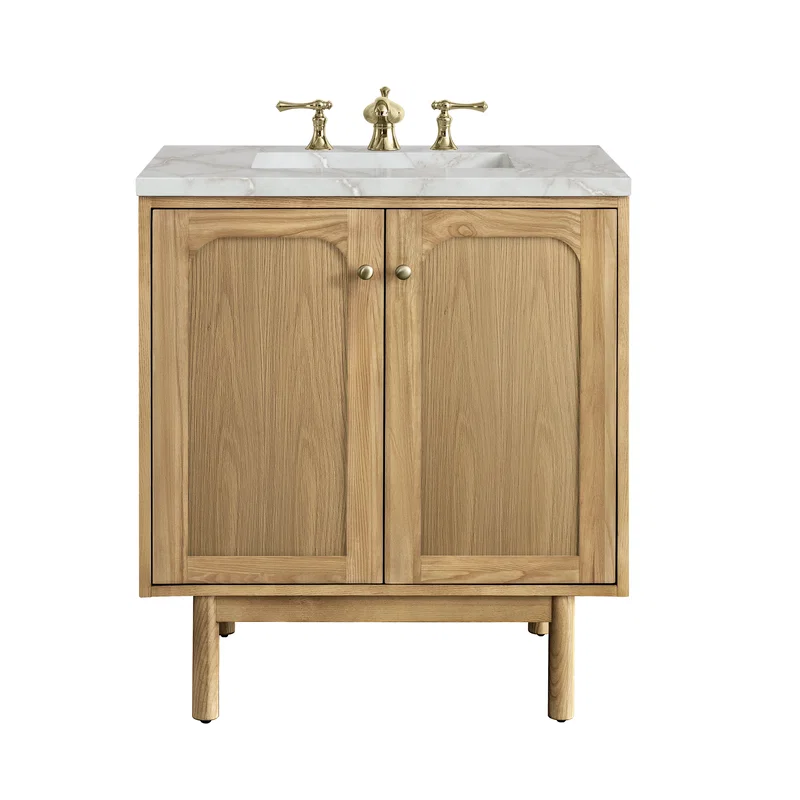 Laurent 30" Single Vanity, Light Natural Oak w/ 3 CM Victorian Silver Top