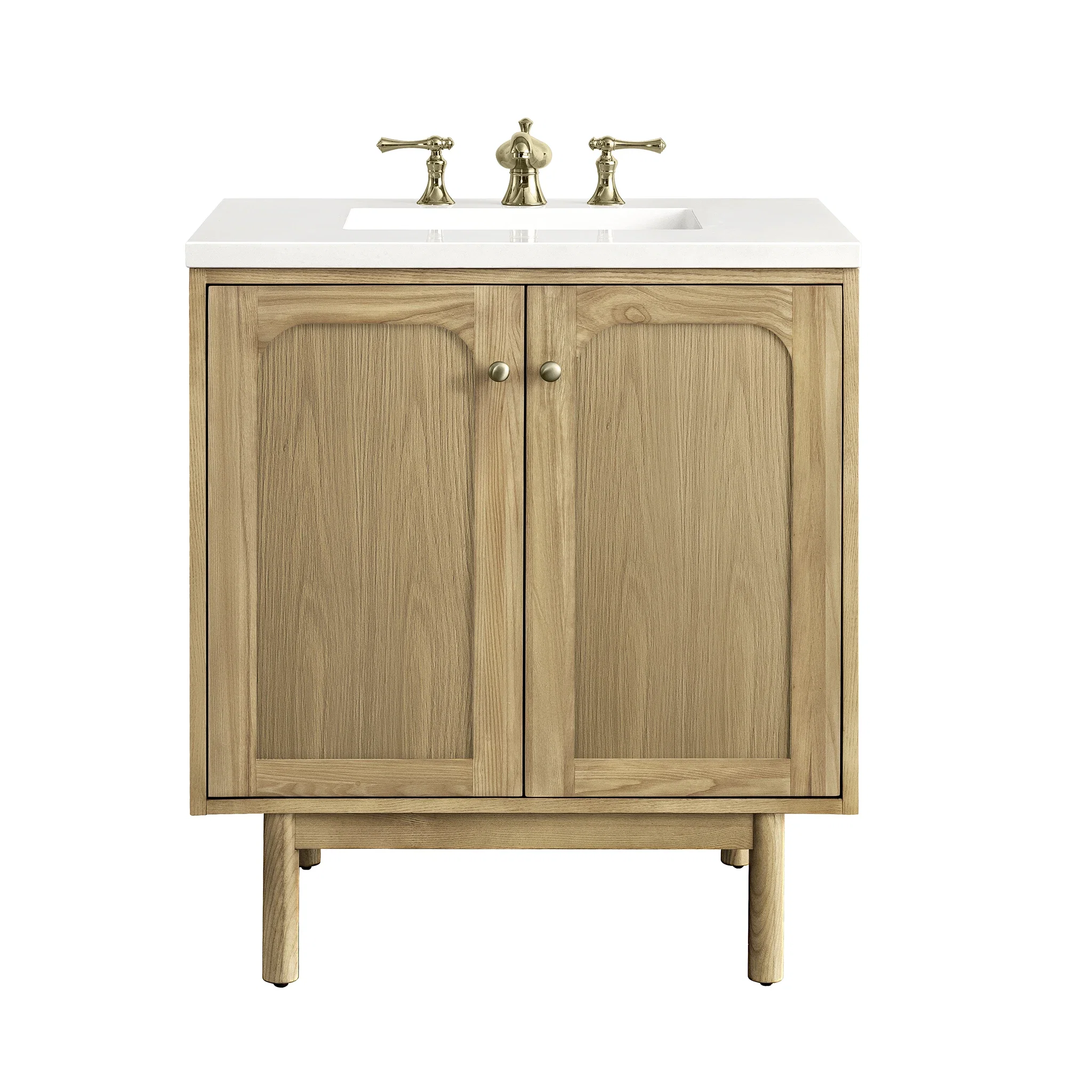Laurent 30" Single Vanity, Light Natural Oak w/ 3 CM White Zeus Top