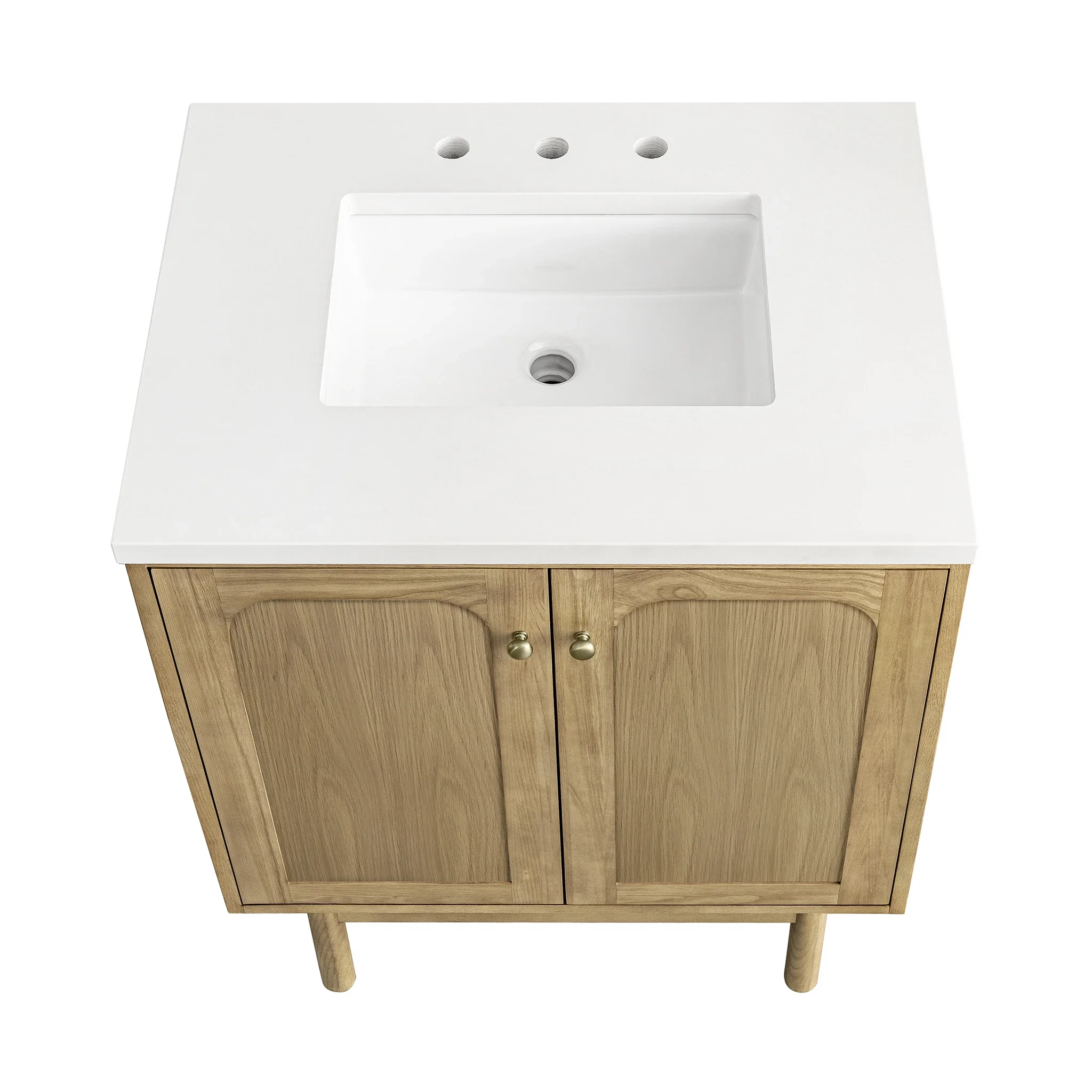 Laurent 30" Single Vanity, Light Natural Oak w/ 3 CM White Zeus Top