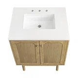 Laurent 30" Single Vanity, Light Natural Oak w/ 3 CM White Zeus Top