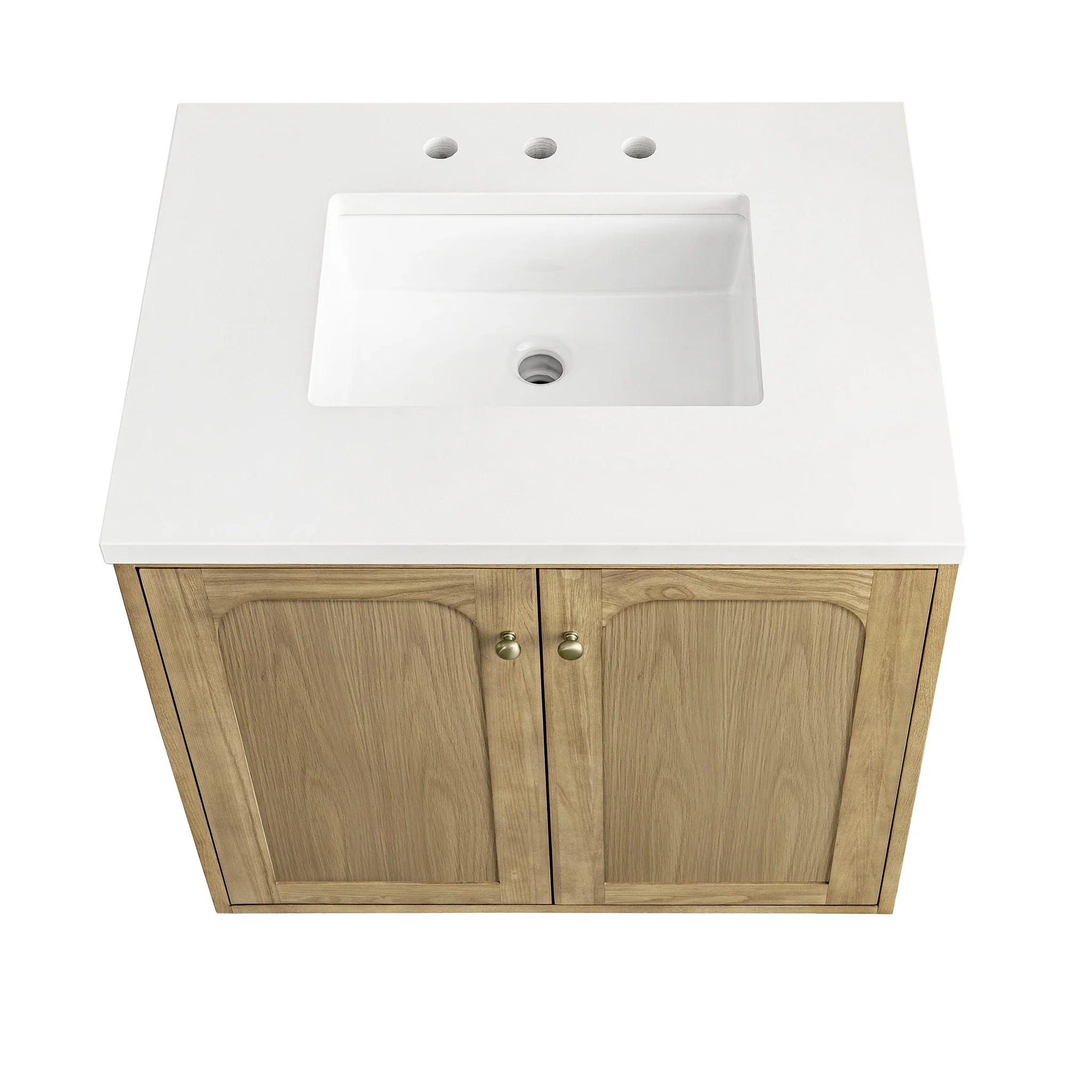 Laurent 30" Single Vanity, Light Natural Oak w/ 3 CM White Zeus Top