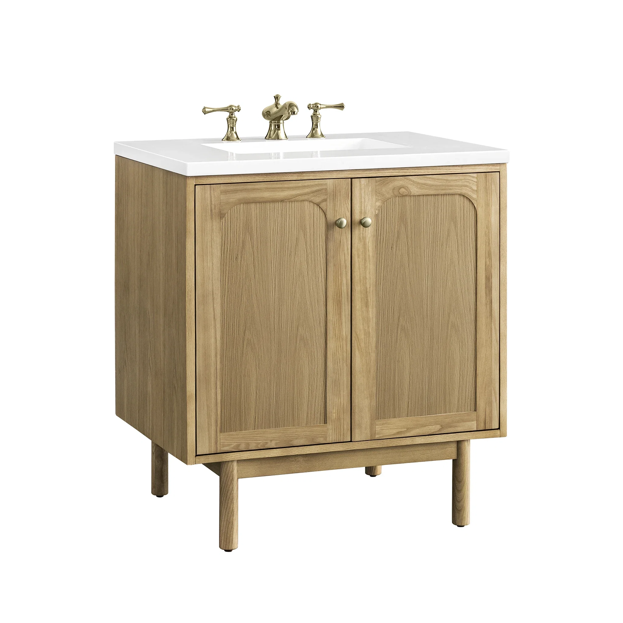 Laurent 30" Single Vanity, Light Natural Oak w/ 3 CM White Zeus Top