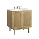 Laurent 30" Single Vanity, Light Natural Oak w/ 3 CM White Zeus Top