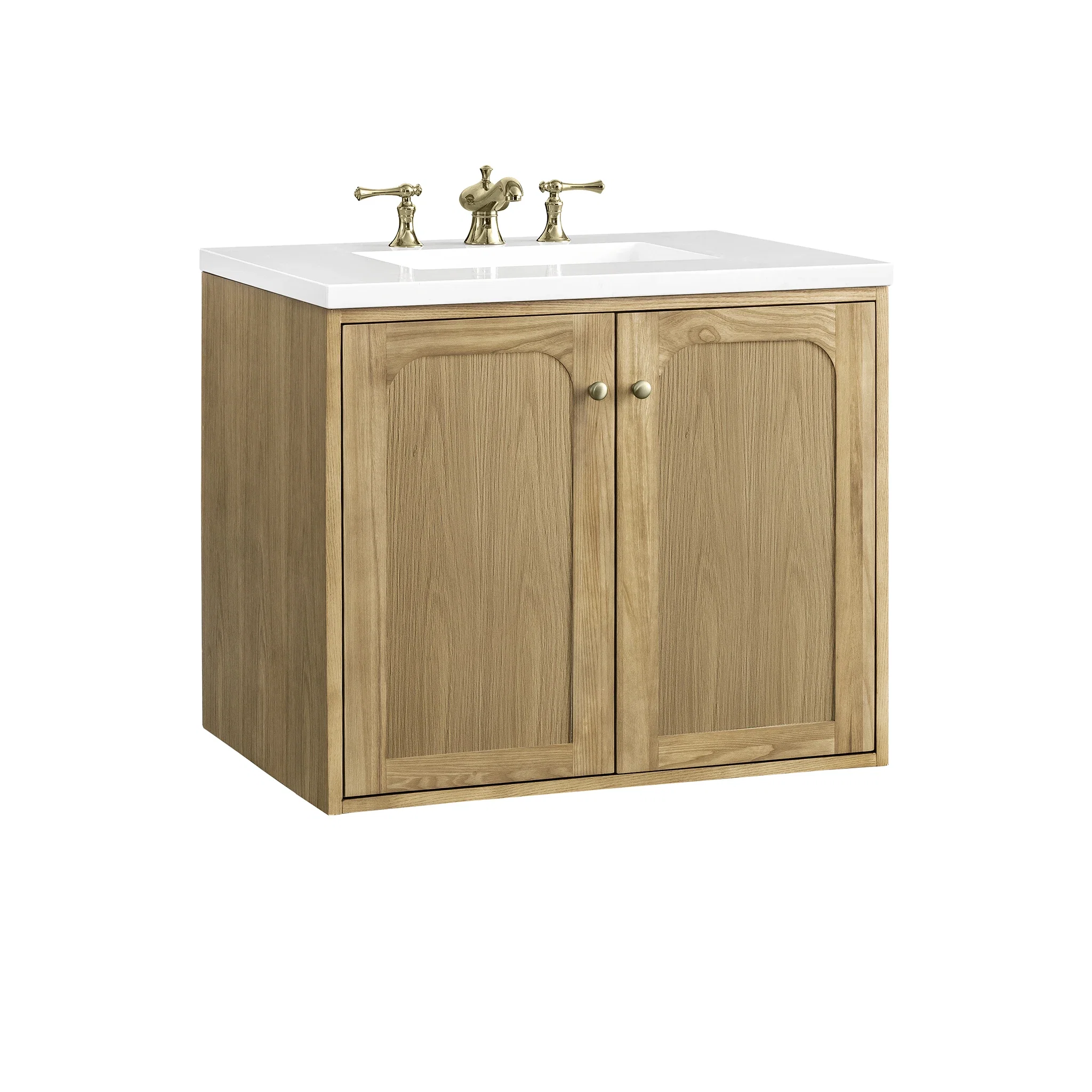 Laurent 30" Single Vanity, Light Natural Oak w/ 3 CM White Zeus Top
