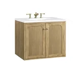 Laurent 30" Single Vanity, Light Natural Oak w/ 3 CM White Zeus Top