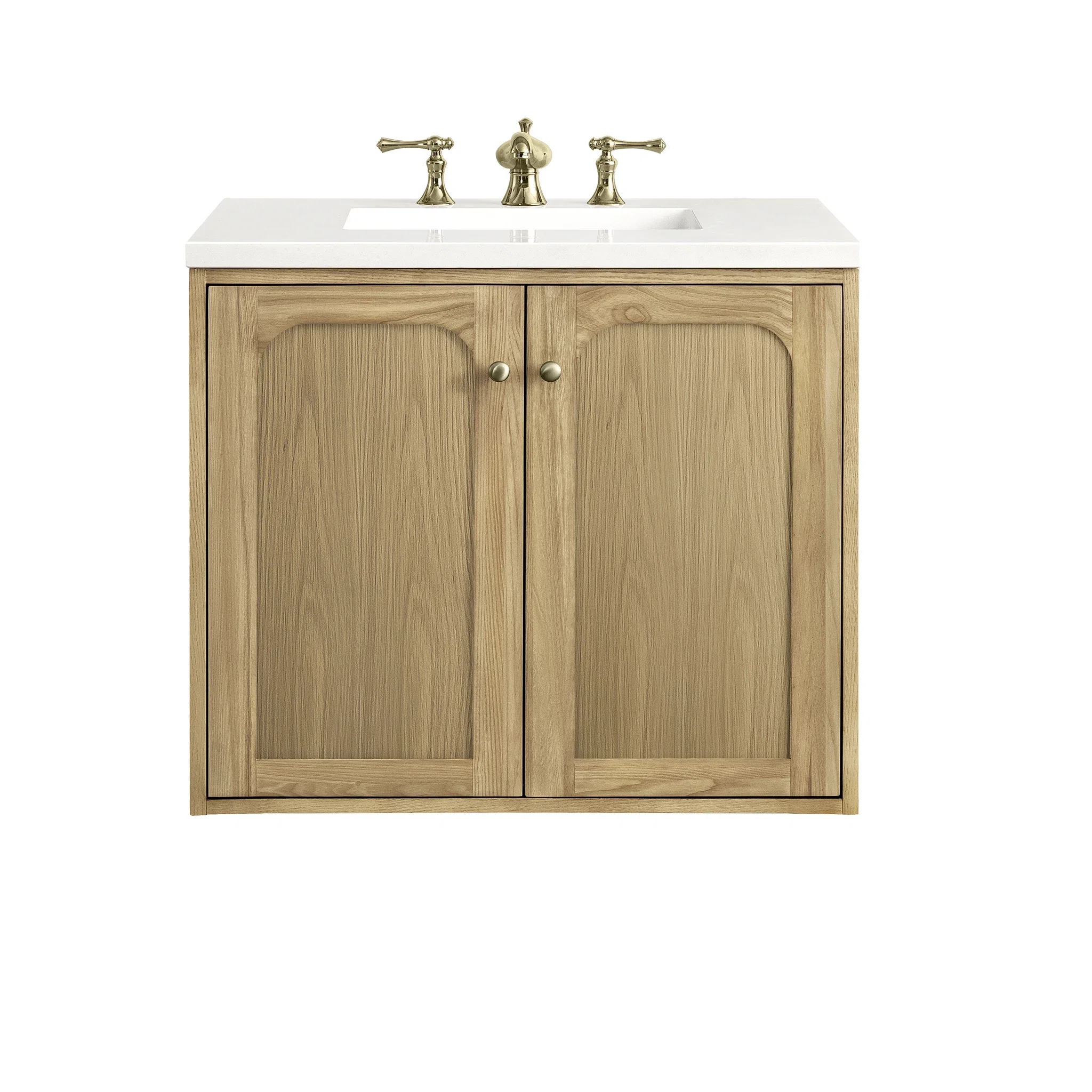 Laurent 30" Single Vanity, Light Natural Oak w/ 3 CM White Zeus Top