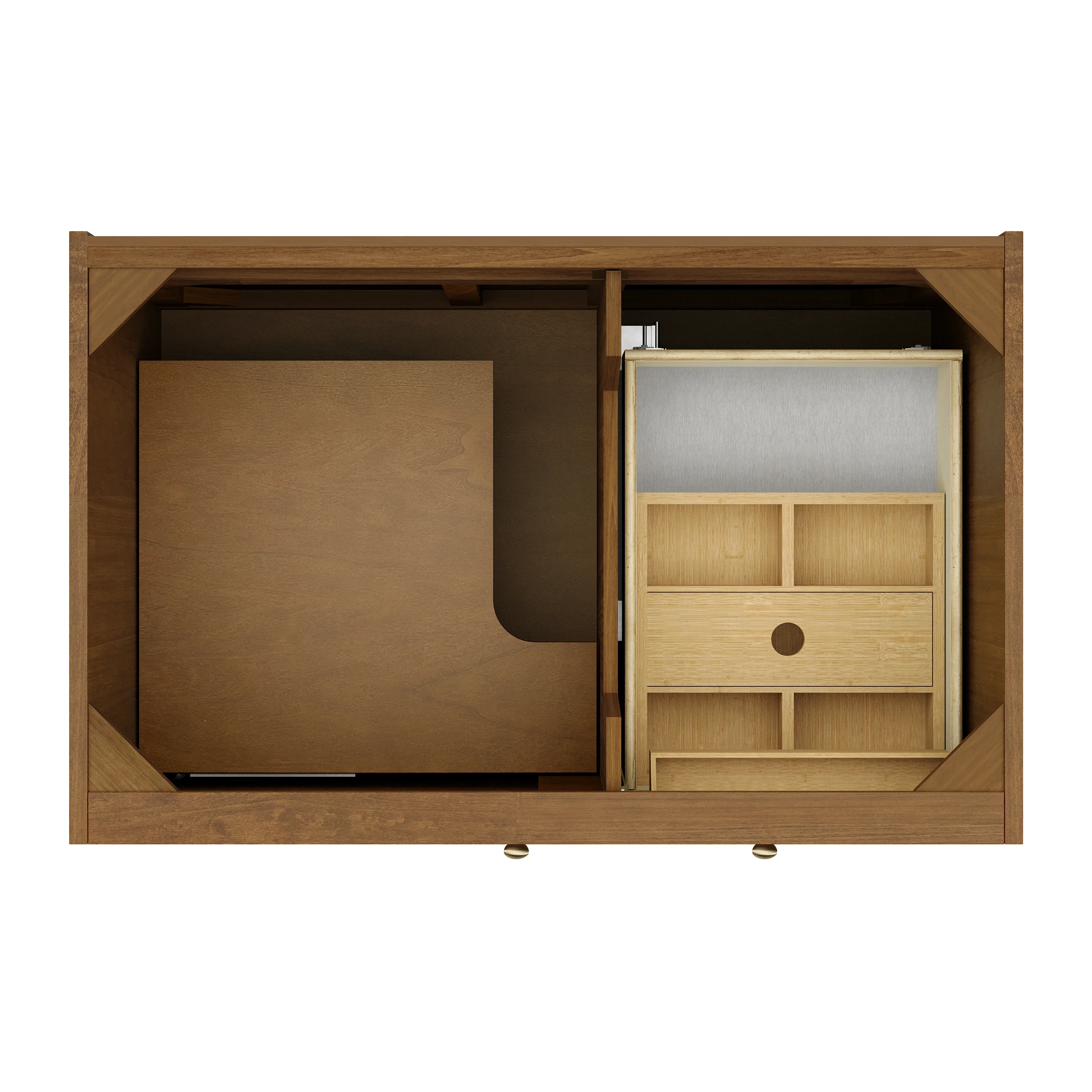 Laurent 36" Single Vanity, Honey Oak w/ Single Hole 3 CM White Zeus Silestone Top and Matching Backsplash