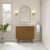 Laurent 36" Single Vanity, Honey Oak w/ 3 CM Carrara Marble Top