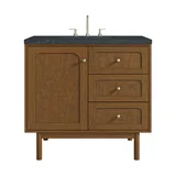 Laurent 36" Single Vanity, Honey Oak w/ 3 CM Charcoal Soapstone Silestone Top
