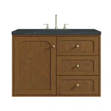 Laurent 36" Single Vanity, Honey Oak w/ 3 CM Charcoal Soapstone Silestone Top