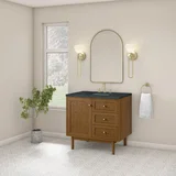 Laurent 36" Single Vanity, Honey Oak w/ 3 CM Charcoal Soapstone Silestone Top