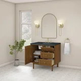 Laurent 36" Single Vanity, Honey Oak w/ 3 CM Charcoal Soapstone Silestone Top