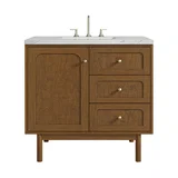 Laurent 36" Single Vanity, Honey Oak w/ 3 CM Ethereal Noctis Silestone Top