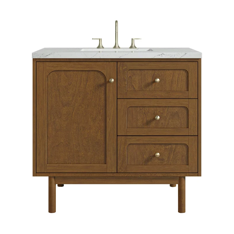 Laurent 36" Single Vanity, Honey Oak w/ 3 CM Ethereal Noctis Silestone Top
