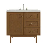 Laurent 36" Single Vanity, Honey Oak w/ 3 CM Lime Delight Silestone Top