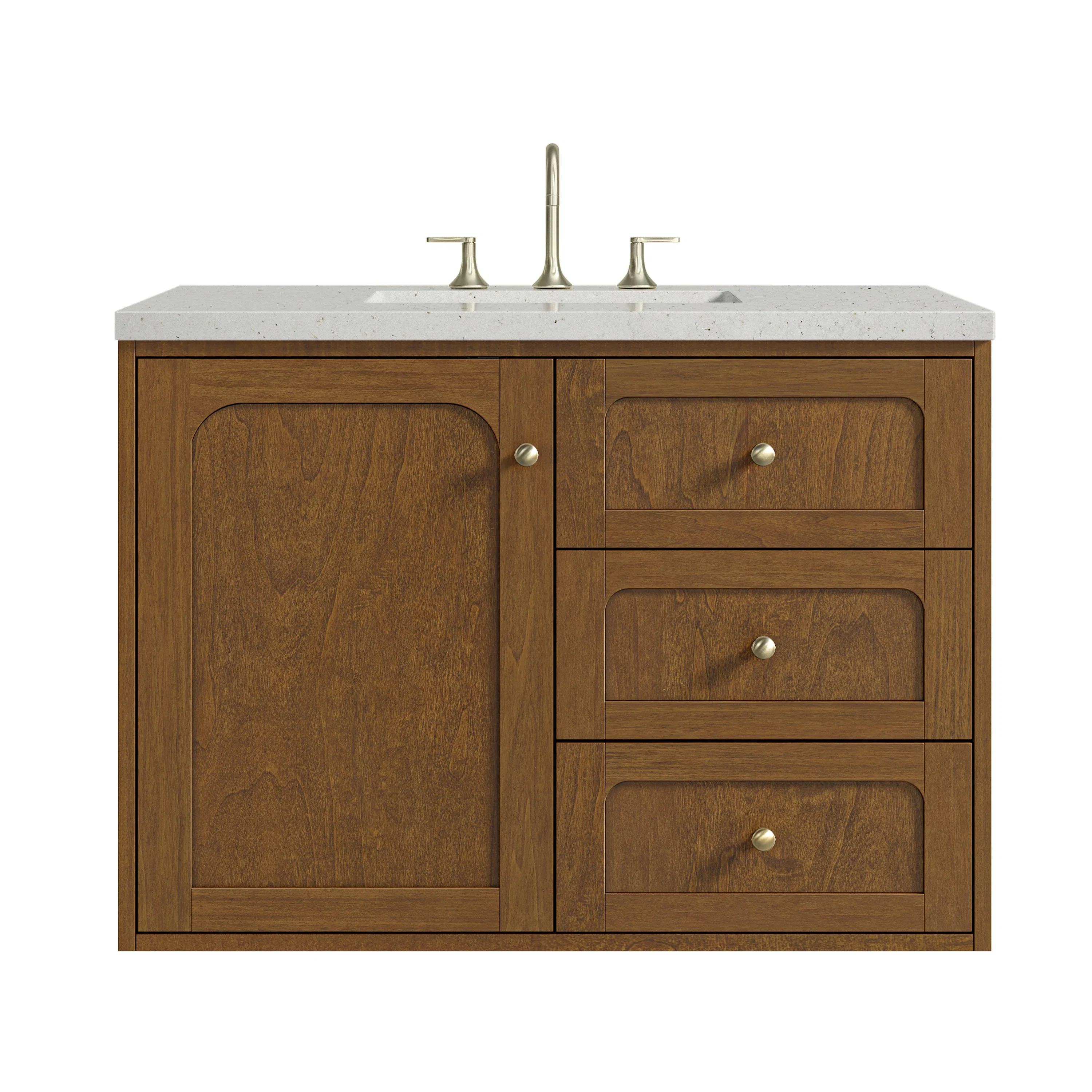 Laurent 36" Single Vanity, Honey Oak w/ 3 CM Lime Delight Silestone Top