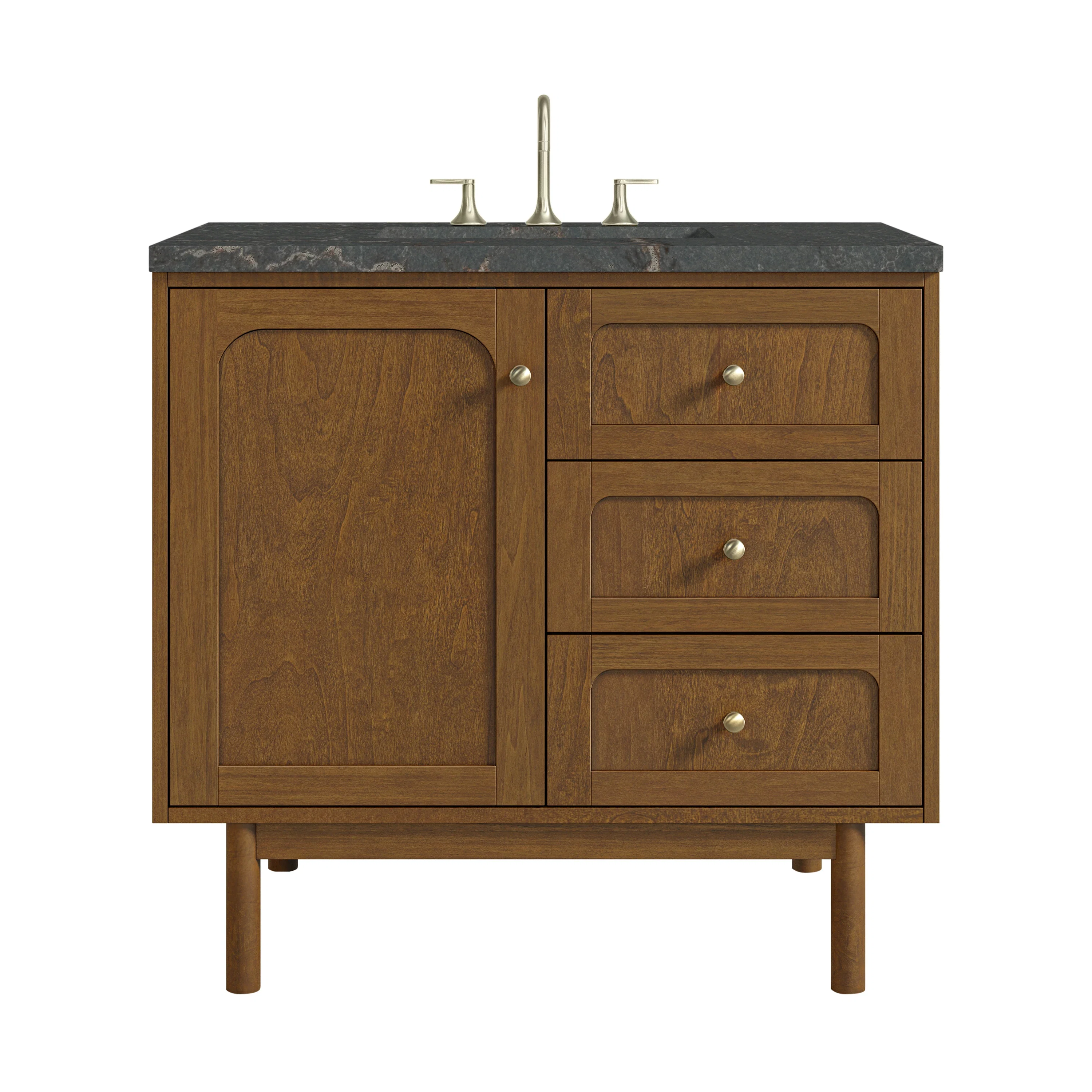 Laurent 36" Single Vanity, Honey Oak w/ 3 CM Parisien Bleu Silestone Top