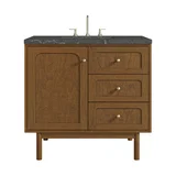 Laurent 36" Single Vanity, Honey Oak w/ 3 CM Parisien Bleu Silestone Top