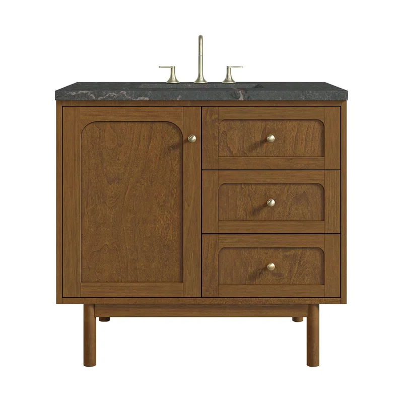 Laurent 36" Single Vanity, Honey Oak w/ 3 CM Parisien Bleu Silestone Top