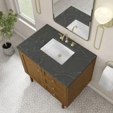 Laurent 36" Single Vanity, Honey Oak w/ 3 CM Parisien Bleu Silestone Top
