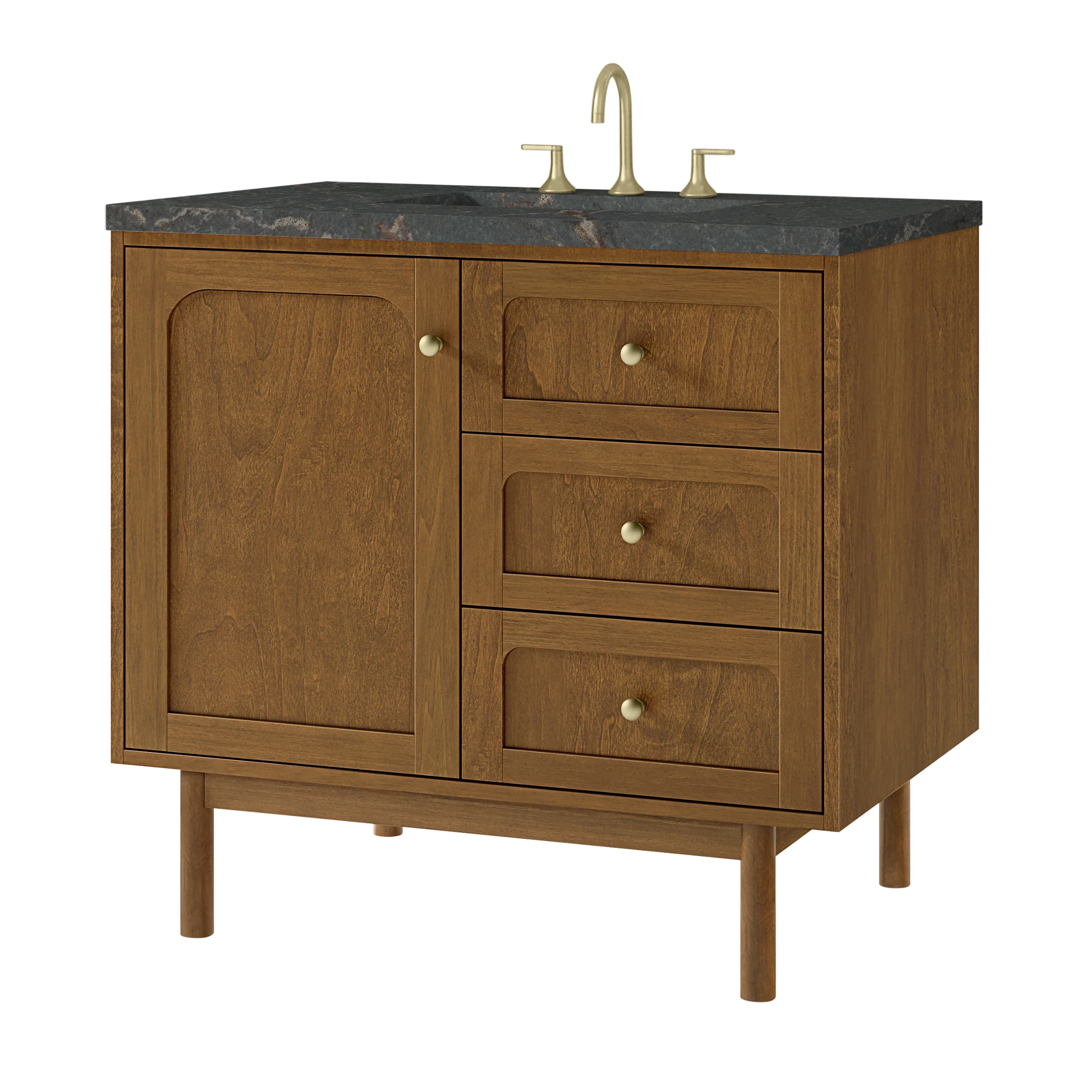 Laurent 36" Single Vanity, Honey Oak w/ 3 CM Parisien Bleu Silestone Top