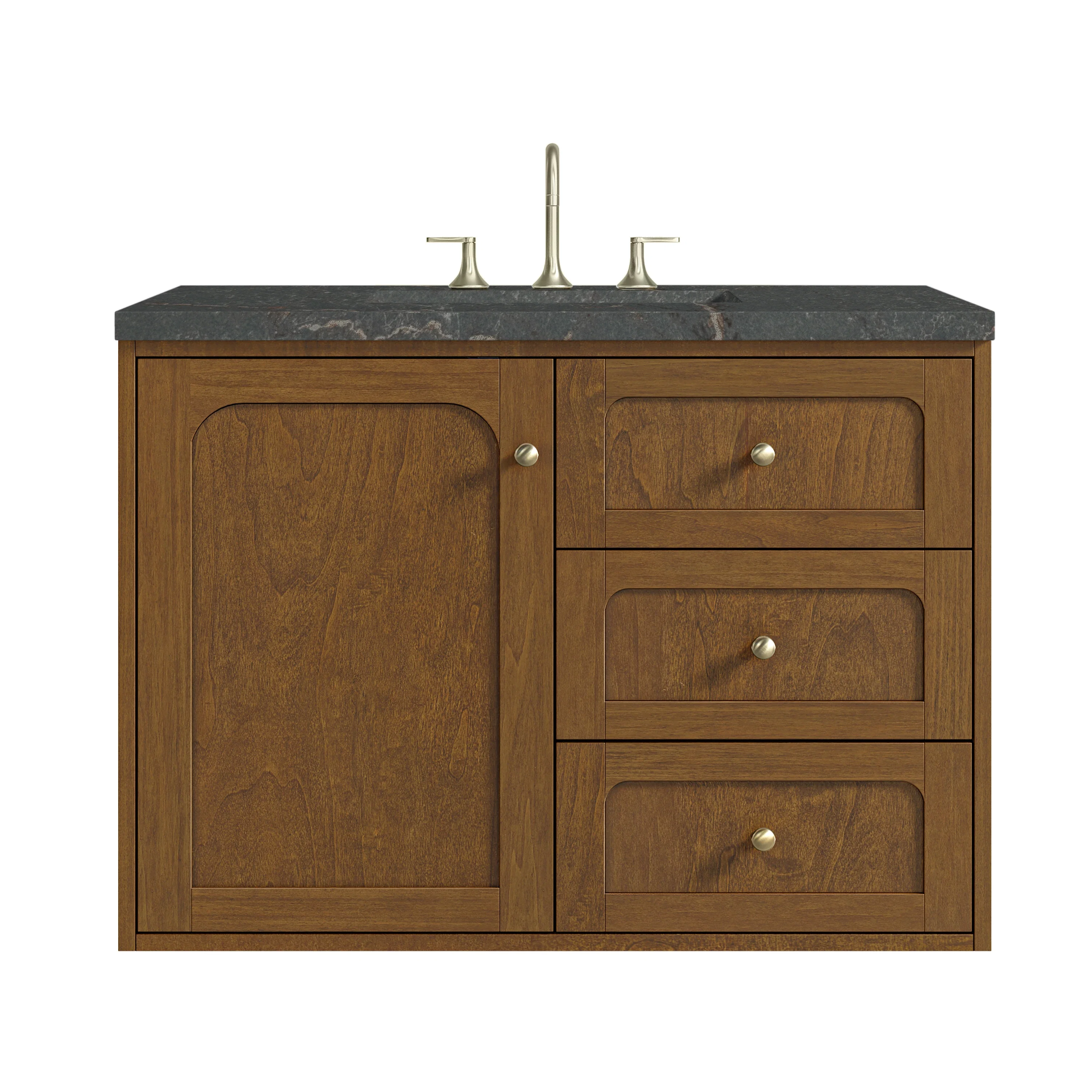 Laurent 36" Single Vanity, Honey Oak w/ 3 CM Parisien Bleu Silestone Top