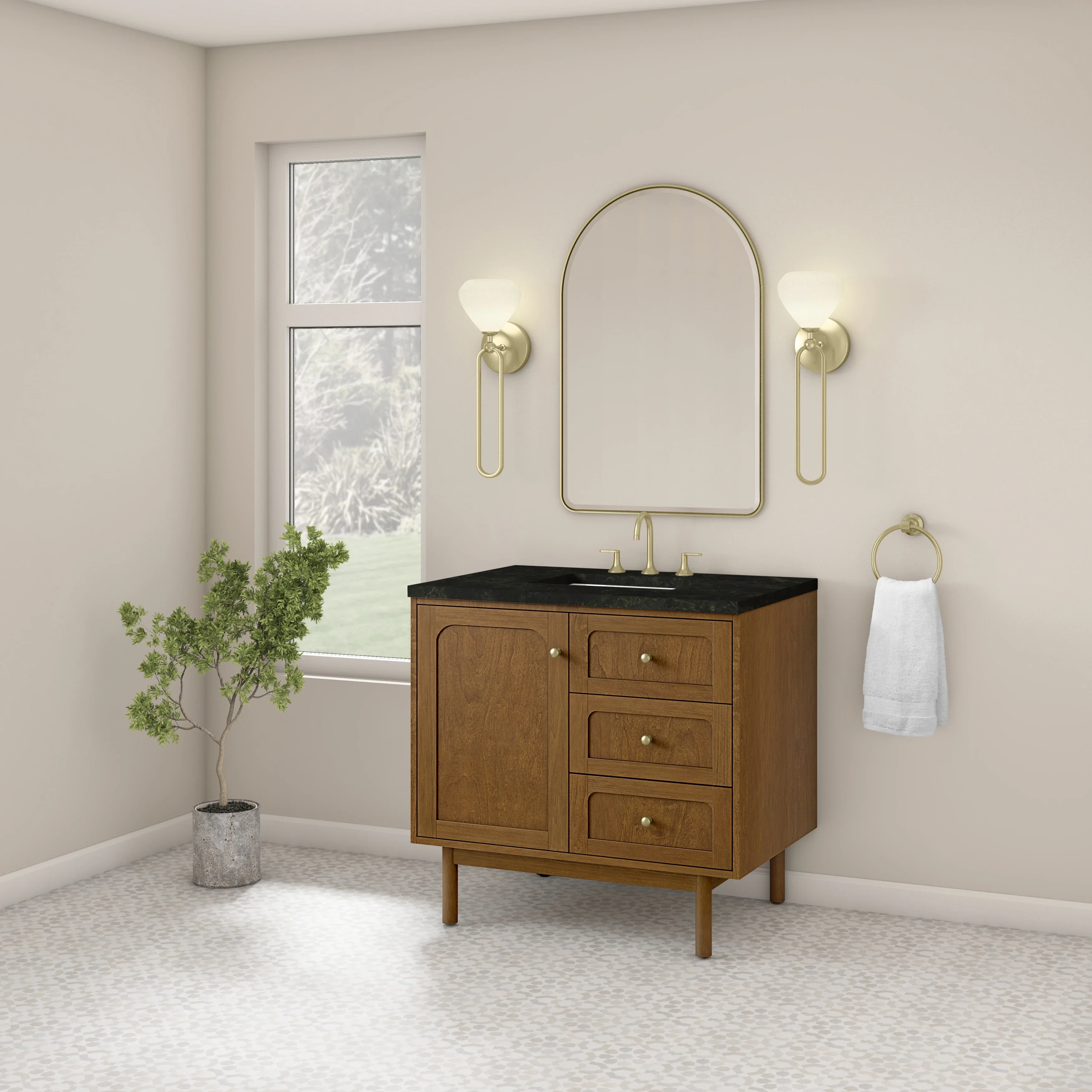 Laurent 36" Single Vanity, Honey Oak w/ 3 CM Phantome Eclos Top