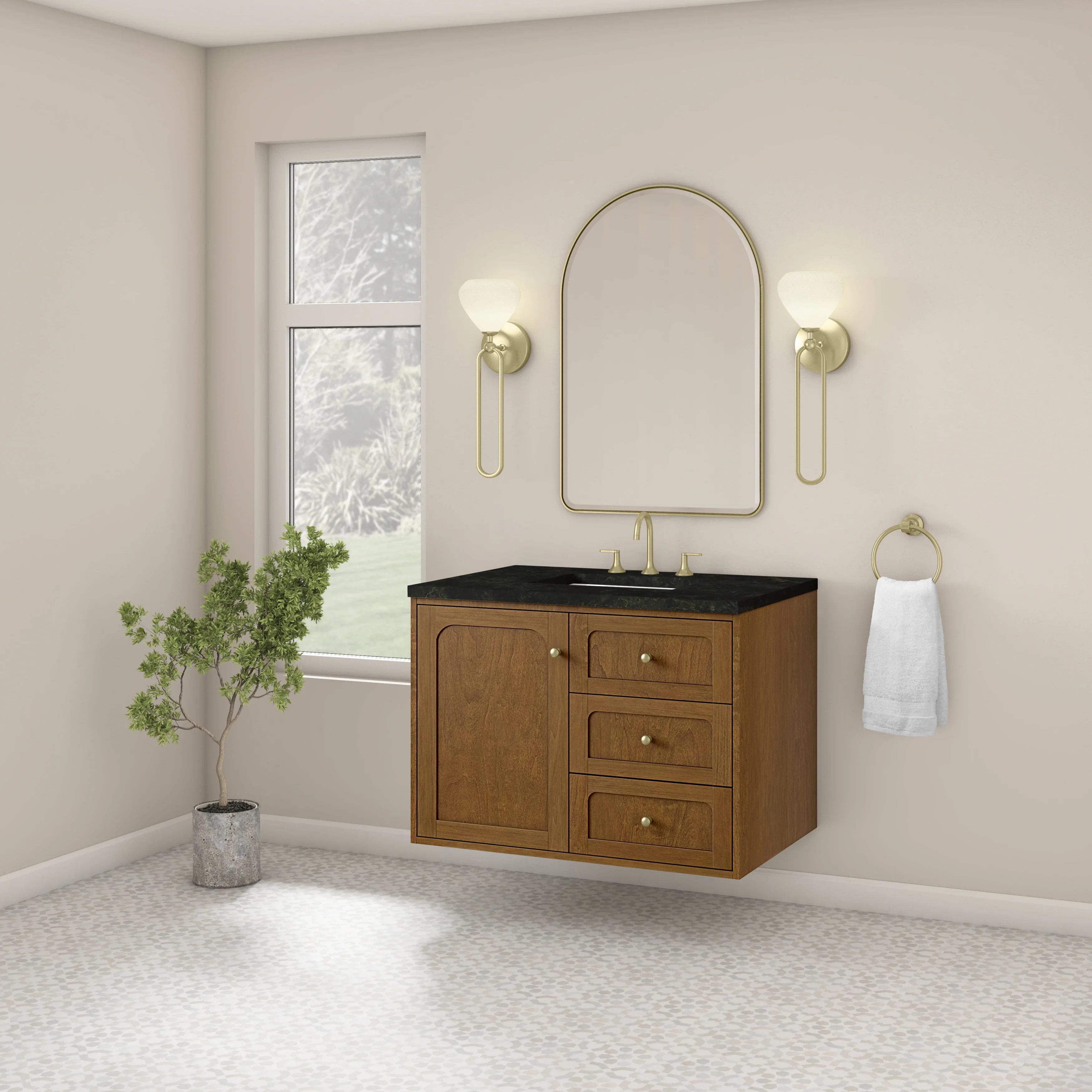 Laurent 36" Single Vanity, Honey Oak w/ 3 CM Phantome Eclos Top