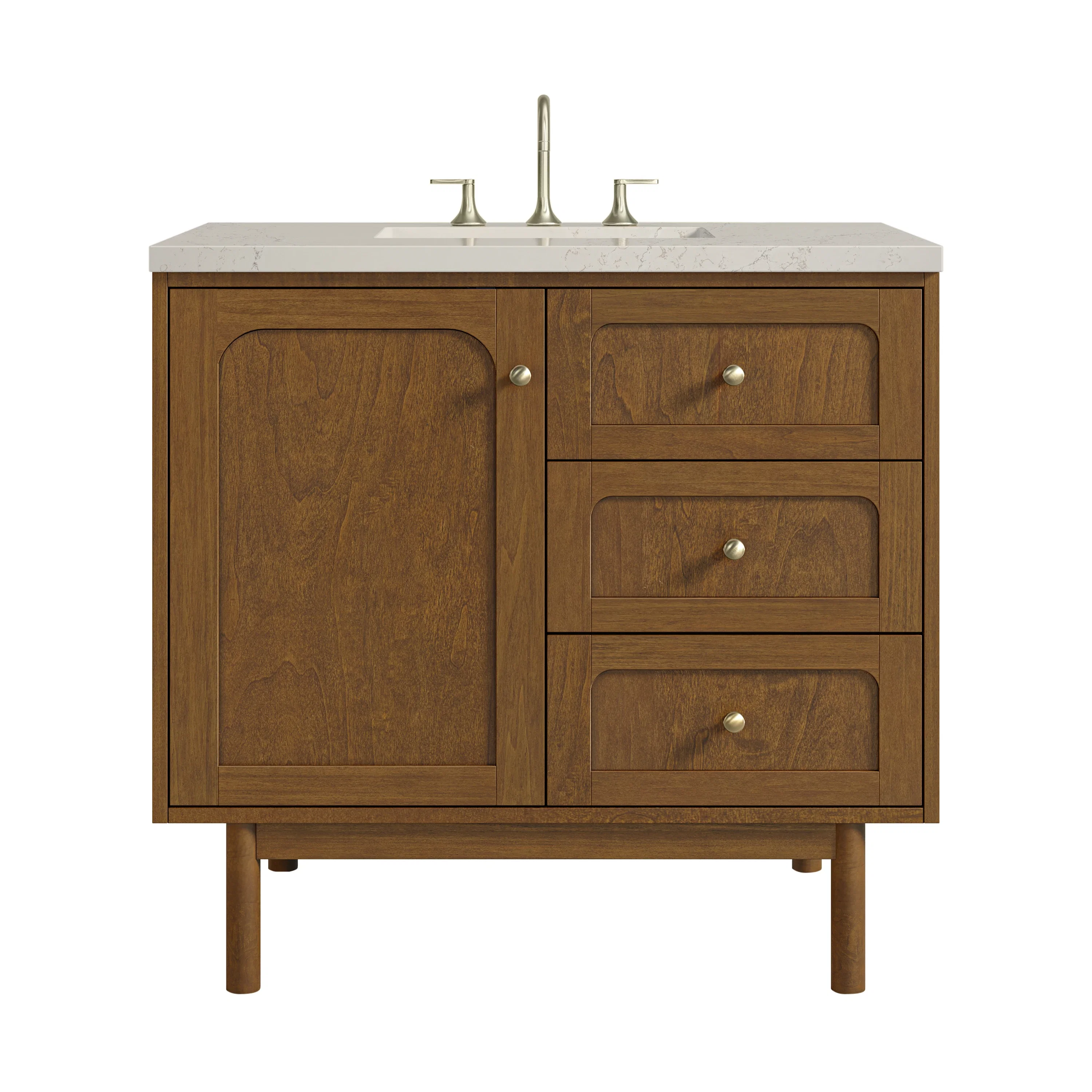 Laurent 36" Single Vanity, Honey Oak w/ 3 CM Siberian Silestone Top