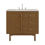 Laurent 36" Single Vanity, Honey Oak w/ 3 CM Siberian Silestone Top