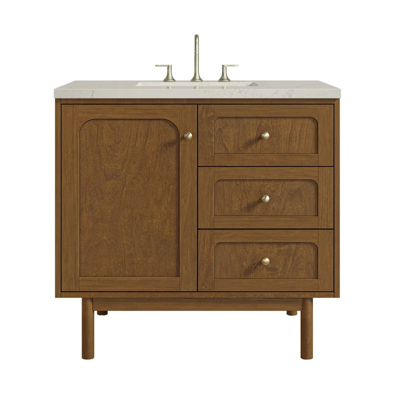 Laurent 36" Single Vanity, Honey Oak w/ 3 CM Siberian Silestone Top