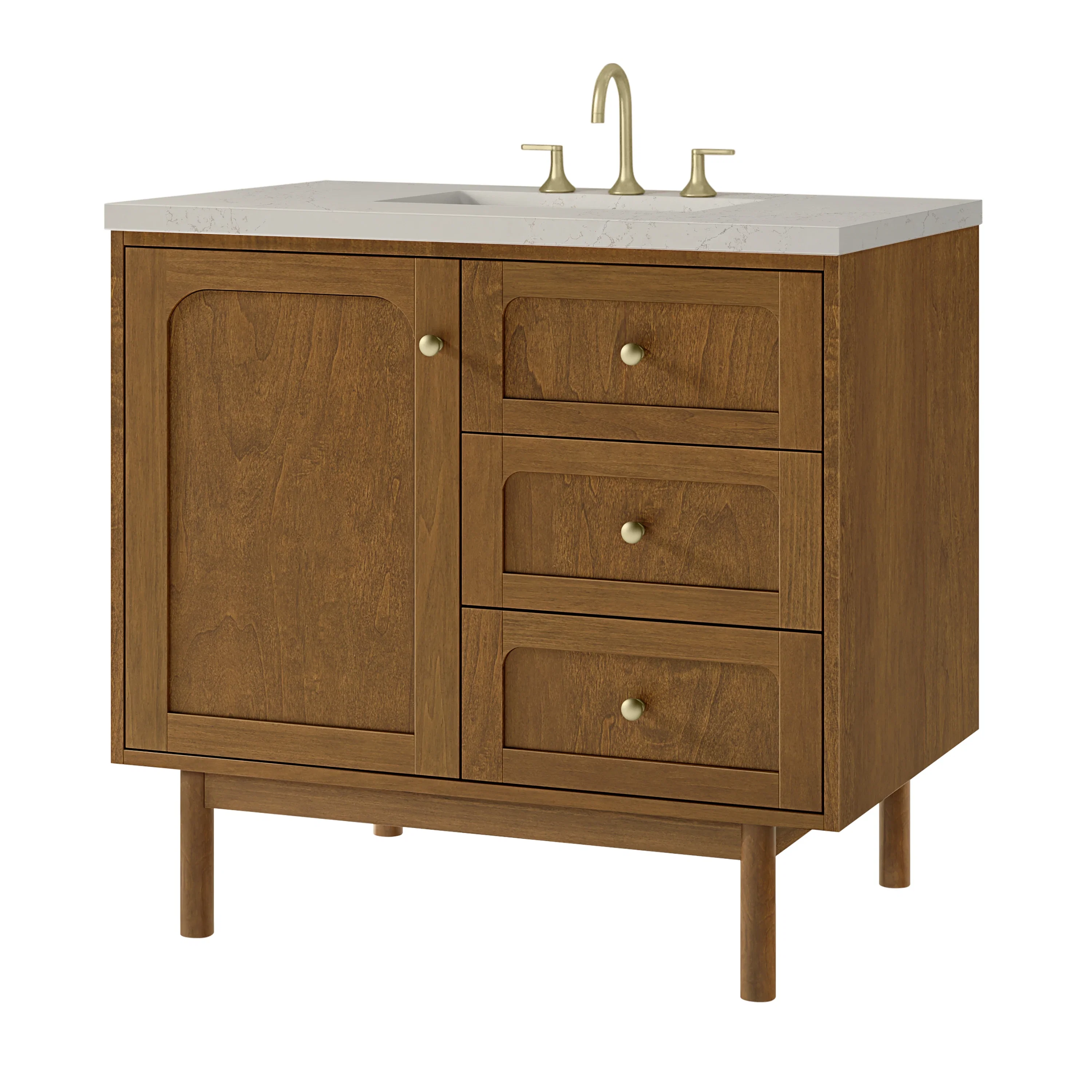 Laurent 36" Single Vanity, Honey Oak w/ 3 CM Siberian Silestone Top