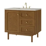 Laurent 36" Single Vanity, Honey Oak w/ 3 CM Siberian Silestone Top